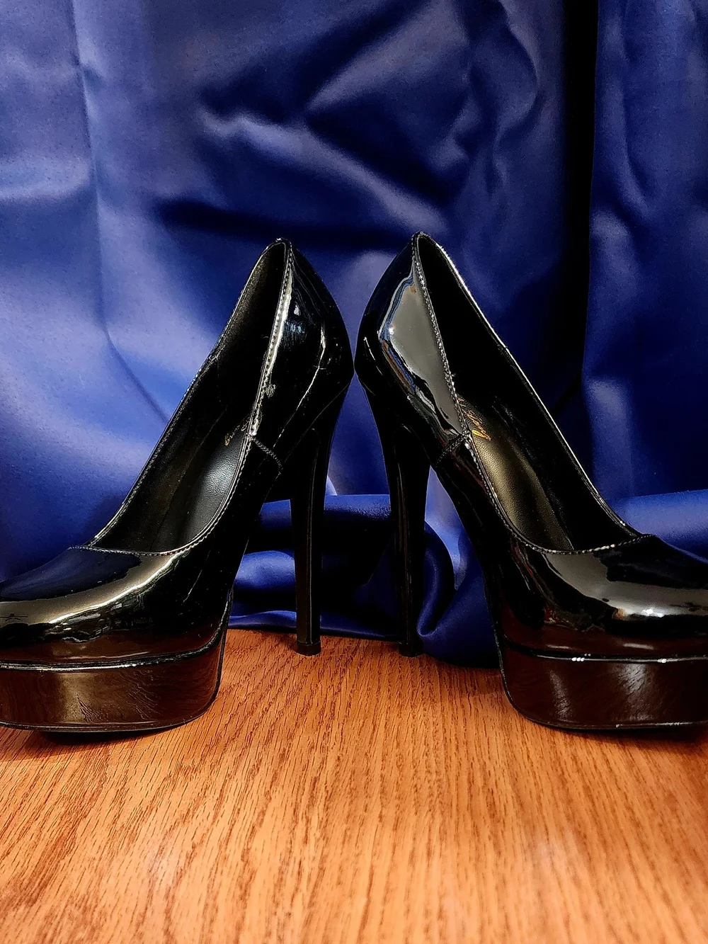 Black Patent Platform Pumps with High Stiletto Heel